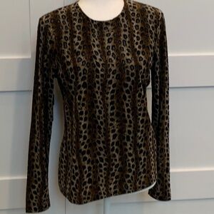 POORBOY Long Sleeve Leopard Burn out Top
